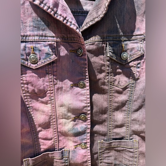 ND Division Purple Peace Tie Dye Denim Bohemian Hippie Jean Jacket - Picture 8 of 9
